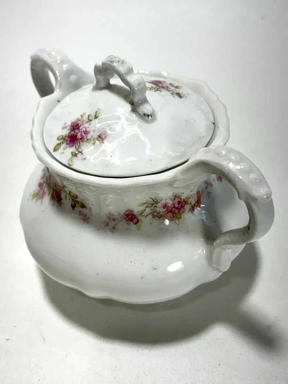 Antique Elite Limoges France Mini Sugar Bowl Floral Porcelain